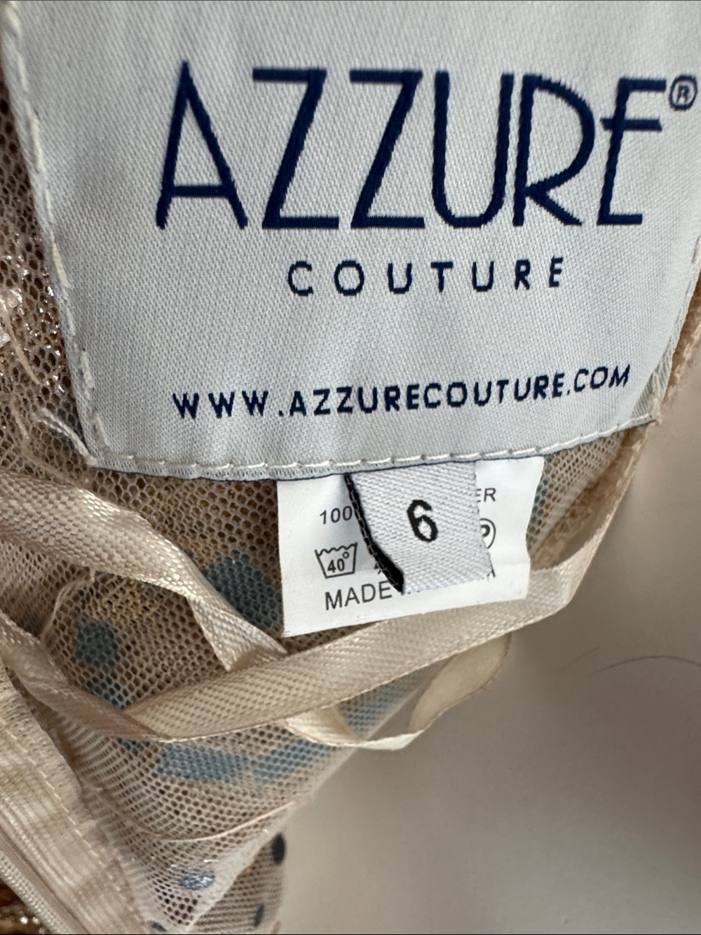 Size 6 Azzure high end couture gown. Missing button pageant glitz glamour - Picture 14 of 16